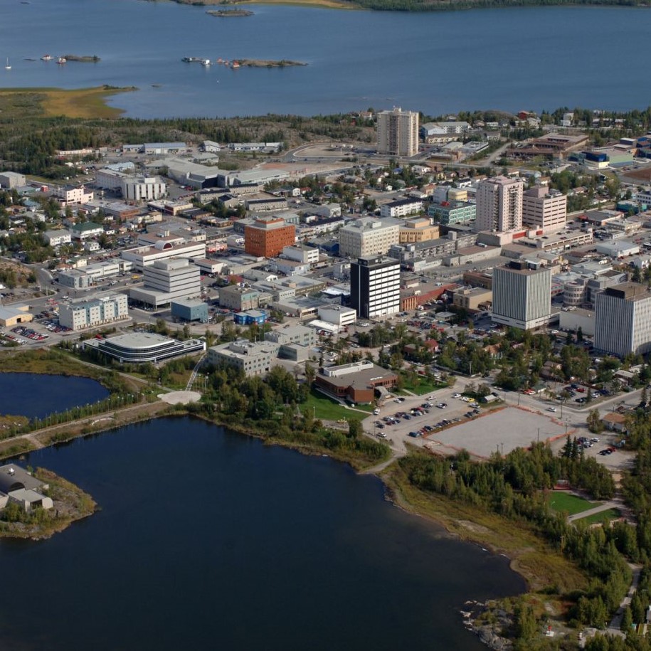 Aerial shot of the City of Yellowknife